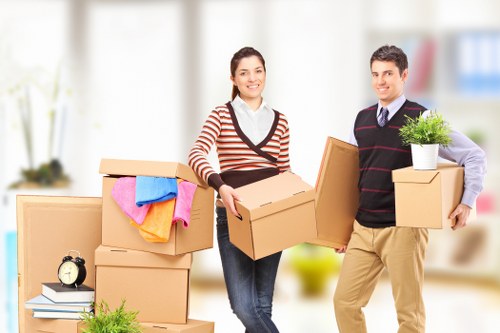 Removal specialists in Twickenham preparing furniture and boxes for loading