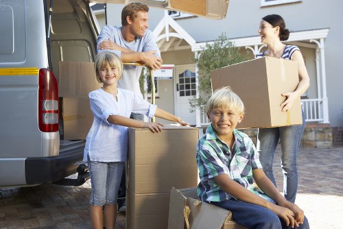 Organised moving day with boxes ready for delivery in Twickenham